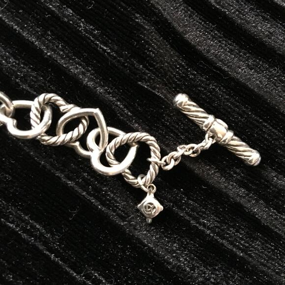 Authentic David Yurman .925 Sterling Silver 750 18K Gold Heart Toggle Bracelet - Picture 5 of 7